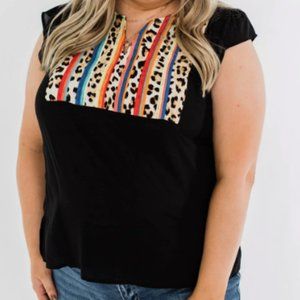 Savanna Jane Embroidered Stripe Blouse 2X
